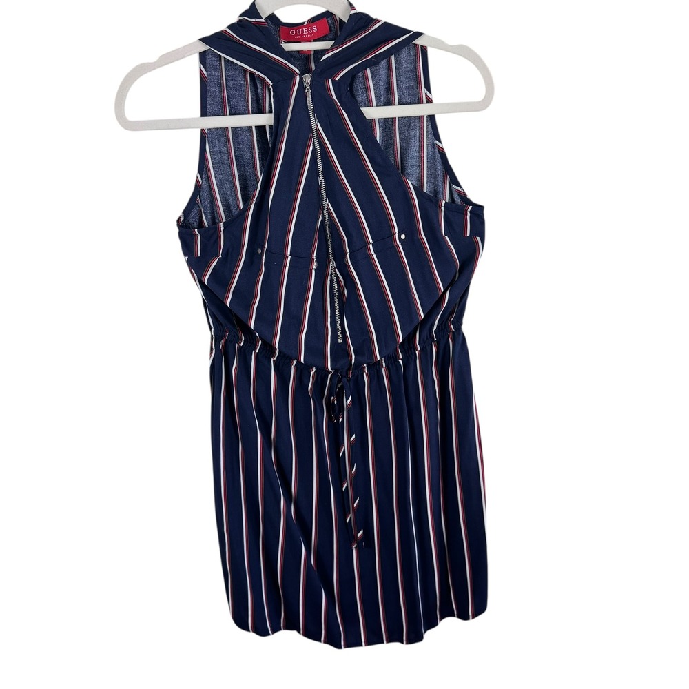 GUESS Striped Halter Neck Sleeveless Dress with Zipper Detail Womens Size Medium